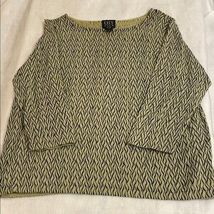 City Chic Wave Pattern Long Sleeve Top - Olive and Black